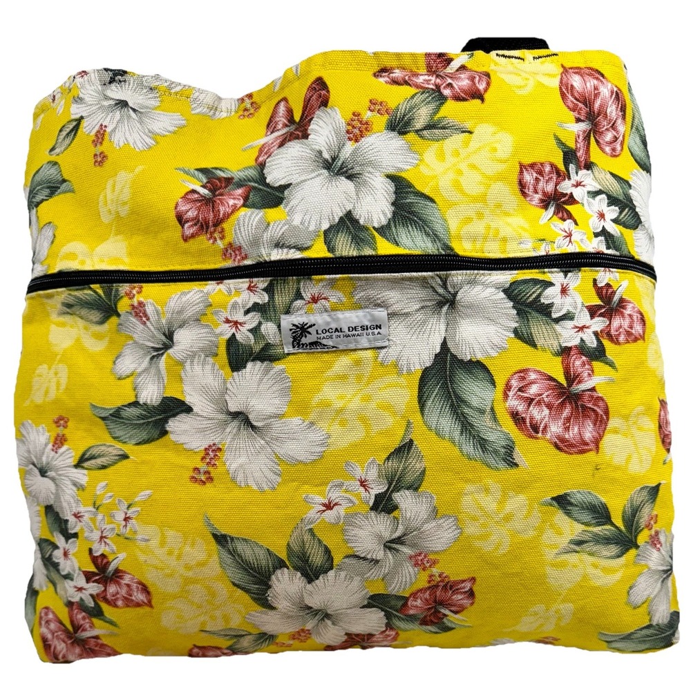 Local Design Hawaii Reversible Floral Tote Bag Large‎ Zip Pocket Aloha Beach XL